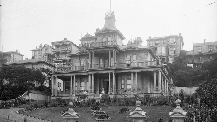 Historic black and white photo of Antrim House circa 1907 by Sydney Charles Smith