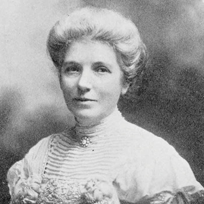 Historic black and white photo of Kate Sheppard owned by Alexander Turnbull Library