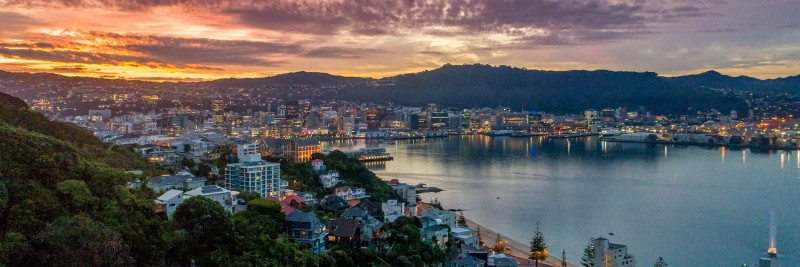 View of Wellington from Mount Victoria Lookout at Sunset