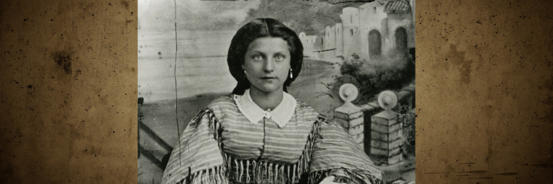 Black and white studio portrait photograph of Mary Ann Hardman.